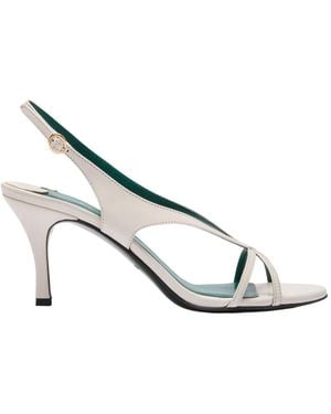 Florrie London Matilda 75Mm Leather Strappy Sandal Ivory - Metallic