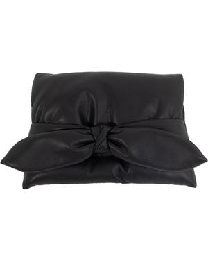 Julia Allert Bow-Detail Faux Leather Clutch - Black