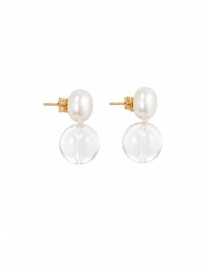 La Maison Gisel B. Colette Round Rock Crystal Stud Earrings - White