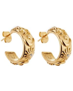 Ballinger Jewellery You'Re My Sun, Moon And Stars Chunky Everyday Hoop Earrings - Metallic