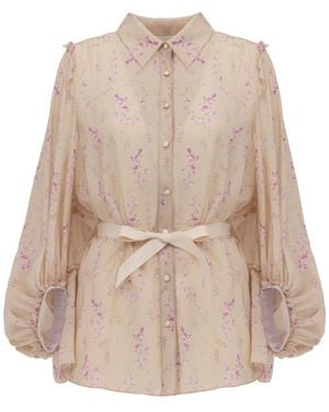 Georgette Petal Veil Blouse - Natural