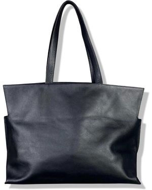 LeatherCo. Oversized Maxi Leather Carry-All Tote Bag - Black