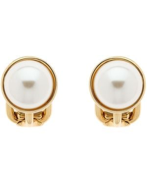 Emma Holland Jewellery Button Pearl Clip Earrings - Metallic