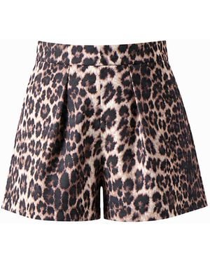 LOVEIST STORE Leopard Print Pleated Shorts - Black