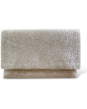 Pick Happy Steel Cut Beaded Petite Clutch Platinum - Grey