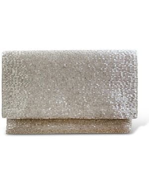 Pick Happy Steel Cut Beaded Petite Clutch Platinum - Grey
