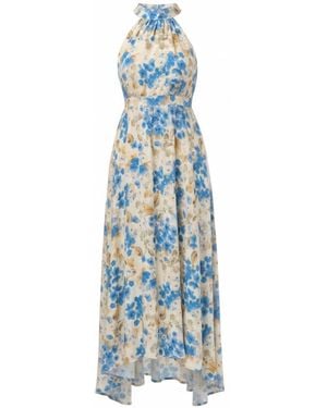 Franchetti Bond Rosamunda Pansies Halterneck Dress - Blue