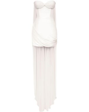 POST MERIDIEM Mini Corset Dress With Train - White