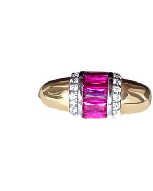 Black and Wild Ruby Crystal Plated Ring - Pink