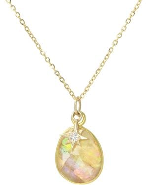 KAMARIA Peach Tourmaline Necklace With Diamond And Star Charm - Metallic