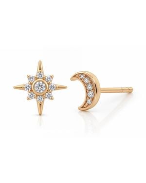 Nellou Jewellery Celestial Duo Stud Earrings - Metallic