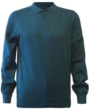 Vustra Premium Jumper Knit Long Sleeve Polo - Blue