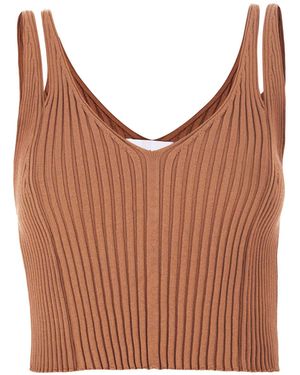 SALANIDA Donna Ribbed Crop Top Caramel - Brown