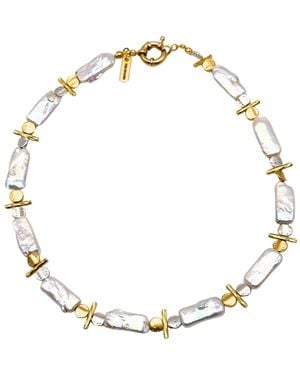 The Bulums The Saint Tropez Signature Ii Natural Baroque Pearl Necklace - Metallic