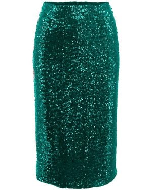 Noria Anis Glitz Sequined Midi Pencil Skirt - Green