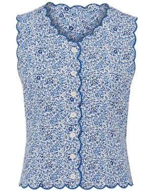 Montce Petite Fleur Scalloped Vest - Blue