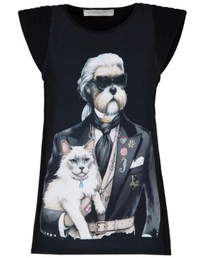 The Extreme Collection T-Shirt With Quilted Shoulder Pads Sweet Cat - Black