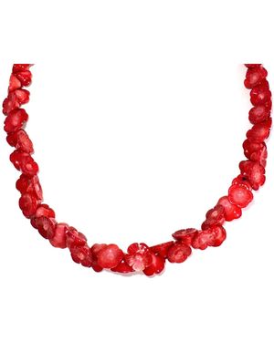 Rachel Nathan Bamboo Coral Floral Lei Necklace - Red