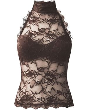 OW Collection Selah Lace Halter Top - Brown