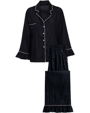 Carolina Benoit Bamboo Luxury Pajama Set For – With Piping - Black