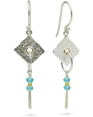 Isla Silver Drop Earrings With Textured & Apatite - Metallic
