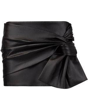 Lendrop Studios Yoko Bow Drape Leather Mini Skirt - Black
