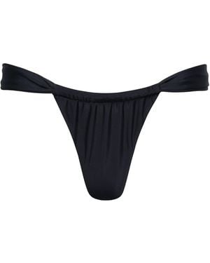 Playaluxe Santorini Ruched Thong Bikini Bottom - Black