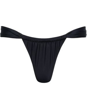 Playaluxe Santorini Ruched Thong Bikini Bottom - Black