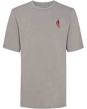 INGMARSON Chilli Embroidered Organic Cotton T-Shirt - Gray