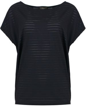 Conquista Oversized Summer Top With Transparent Stripes - Black