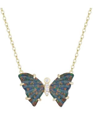 KAMARIA Opal Butterfly Necklace With Prongs - Blue