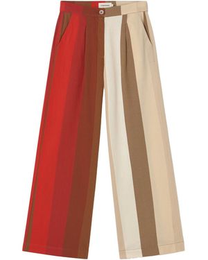 Thinking Mu Wide Leg Striped Sandfire Manolita Pants - White