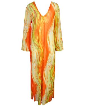 Jennafer Grace Citron Longline Caftan With Sleeves - Orange