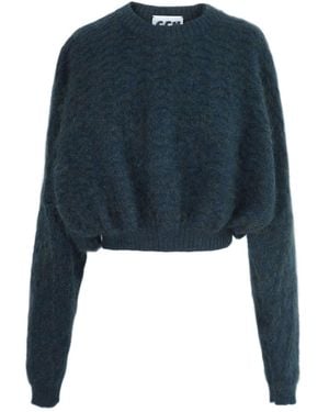 Ccy Currency Mohair Zigzag Bubble Jumper - Blue
