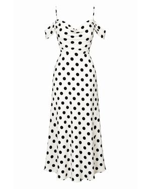 Girl In Mind Julie Cowl Neck Maxi Dress Spot - White