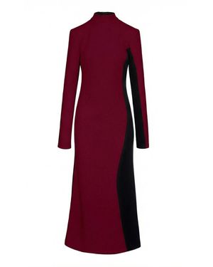 BLUZAT Burgundy& Bicolor Modal Maxi Dress - Red
