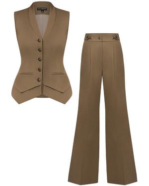 Tia Dorraine Fitted Waistcoat & Trousers Linen Set - Natural