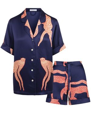 Piola Mulberry Silk Short Pyjama Set - Blue