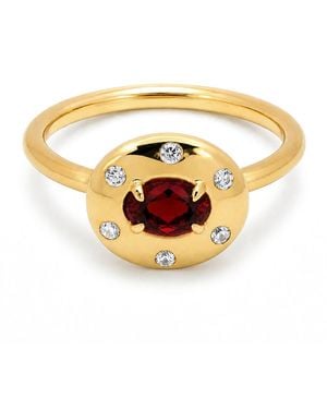Belinda Jewelz Garnet Oval Birthstone & Accent Stone Ring - Metallic