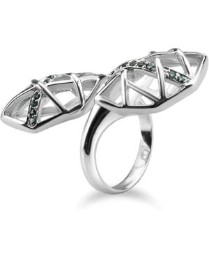 Bellus Domina Plated Topaz Helical Ring - Metallic