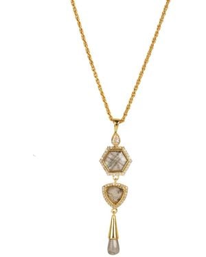 Lila Rasa Labradorite & Cubic Zirconia Necklace - Metallic
