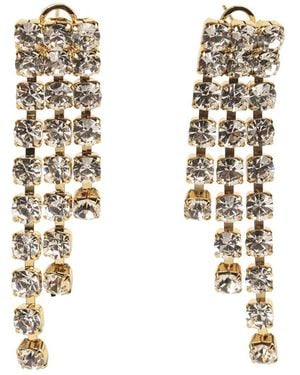 Addicted Neutrals Asteria Earrings With Strands Of Rhinestones - Metallic