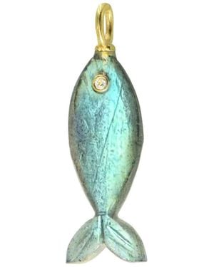 KAMARIA Mini Fish Gemstone Pendant With Topaz - Blue