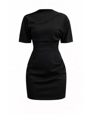AVENUE No.29 Short Sleeve Gathered Mini Dress - Black