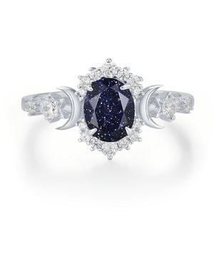 Azura Jewelry New York Galactic Oval Cut Sandstone Ring Vermeil - Blue