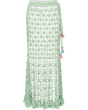 Andreeva California Mint Handmade Knit Midi Skirt - Green