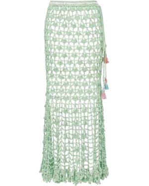 Andreeva California Mint Handmade Knit Midi Skirt - Green
