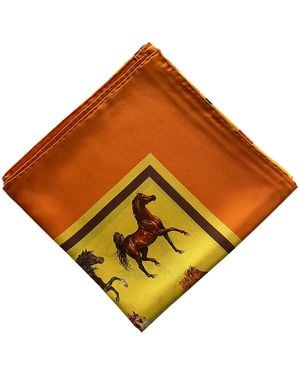 Ralufineart Majestic Horses Silk Scarf - Orange