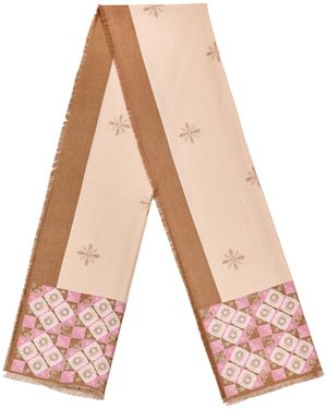 Asyii Sweet Prelude Fringed Silk-Wool Long Wrap - Pink