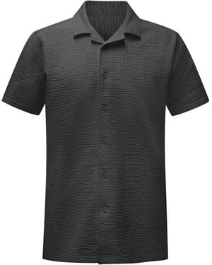 Vustra Waffle Knit Camp Shirt For - Black